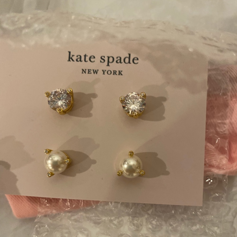 Kate spade fake pearl fake diamond earring set with bag